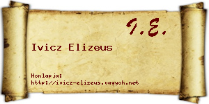 Ivicz Elizeus névjegykártya